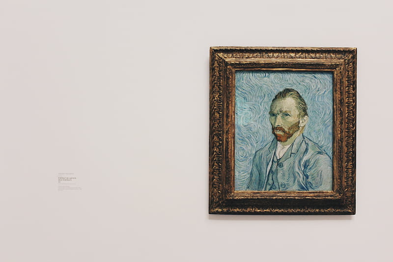 Vincent Van Gogh self portrait painting on wall, HD wallpaper