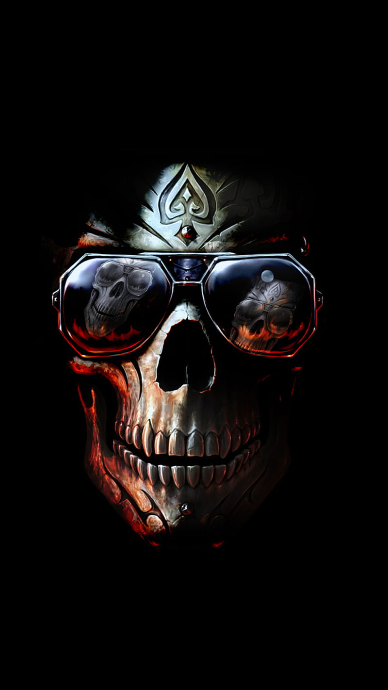 scary skull, background, dark, eyeglasses, HD phone wallpaper