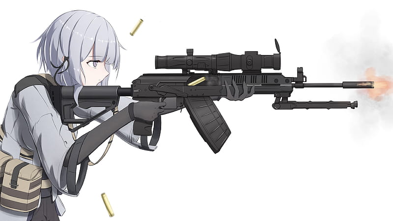 Girls Frontline RPK 16 Firing Gun With White Background Games, HD wallpaper