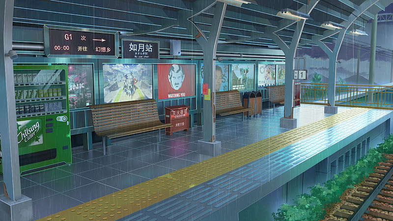 Anime, Train Station, HD wallpaper