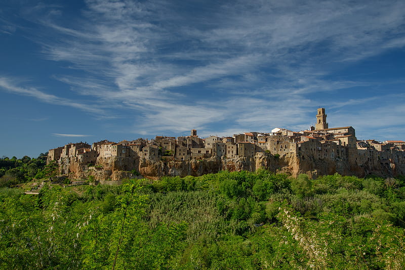 Towns, Pitigliano, Bell Tower, Italy, Tuscany, HD wallpaper