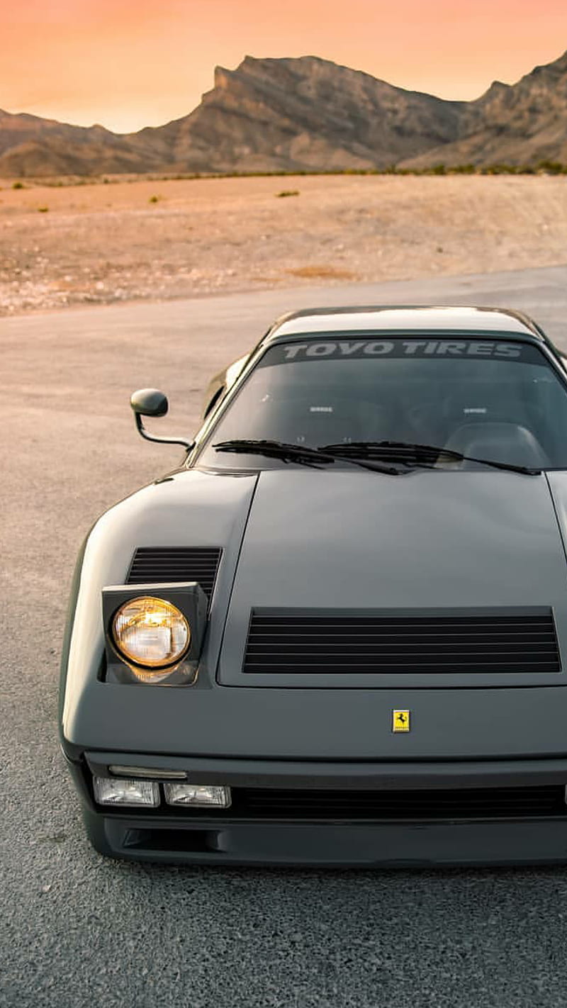Nardo Grey GTO, ferrari, car, supercar, sports, america, classic, sunset, HD phone wallpaper