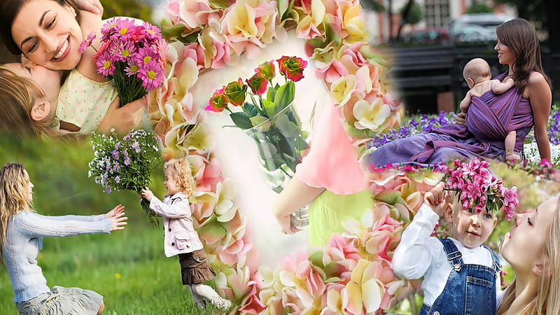 ♡Happy Mother's Day!!♡, bouquets, love mom, children, mothers and kids, frame with flowers, happy mothers, special days, moms and babies, colorful roses, flowers, happy mothers day, pregnant woman, mothers day background, mothers day, HD wallpaper