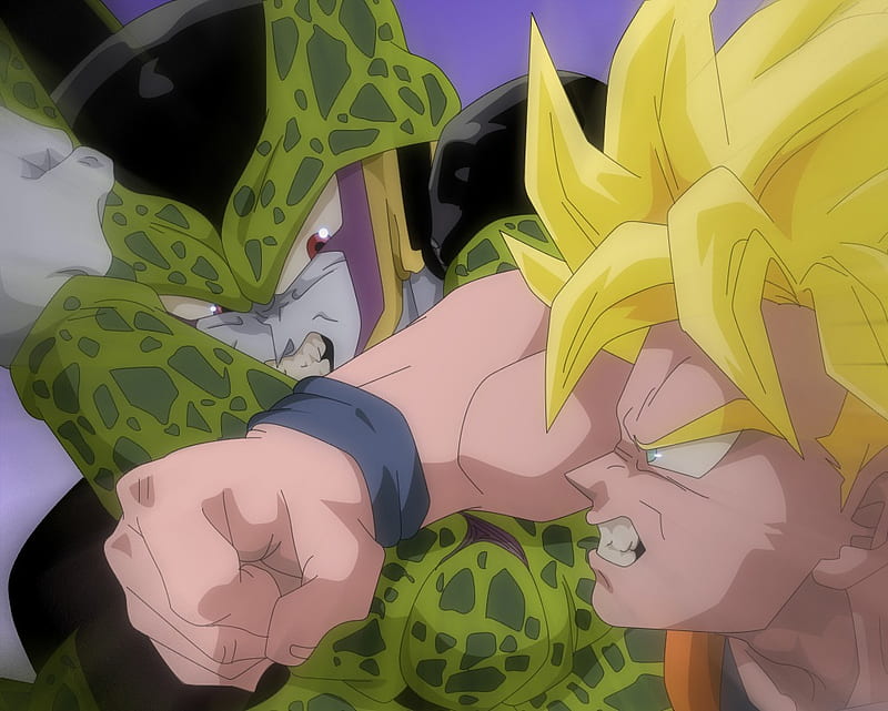 SSJ Goku vs Perfect Cell, vs, cell, goku, perfect, ssj, HD wallpaper