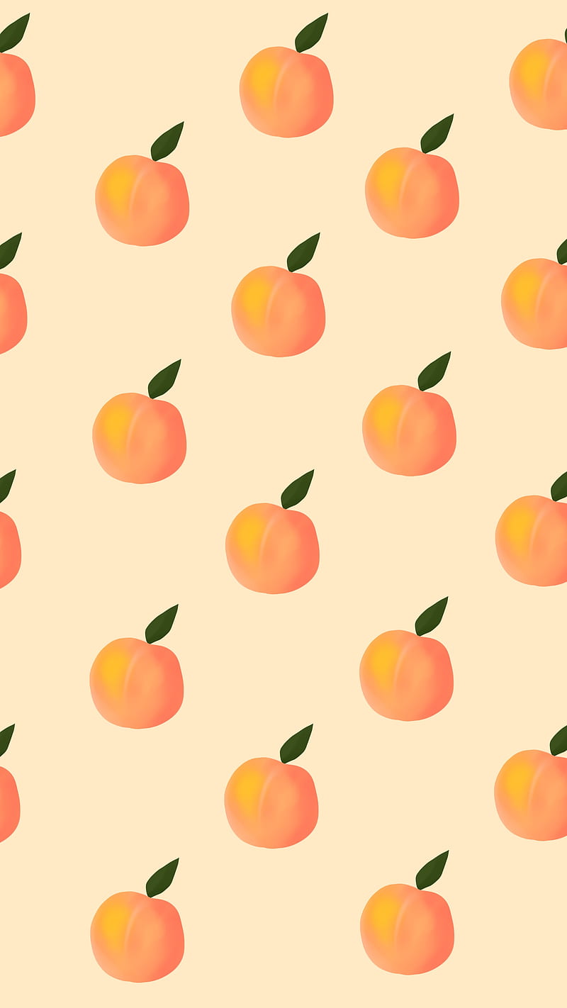 Peach pattern, Abstract, Kor4, Peach, fruit, illustration, orange, paint, pattern, summer, HD phone wallpaper