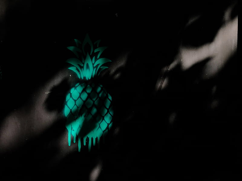 pineapple, graffiti, shadow, dark, wall, HD wallpaper