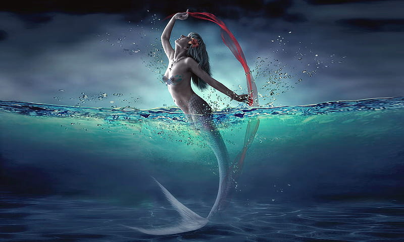 Beautiful Mermaid, Water, dreamy, Mermaid, ocean, playful, mythical, bonito, sea, enchanting, HD wallpaper