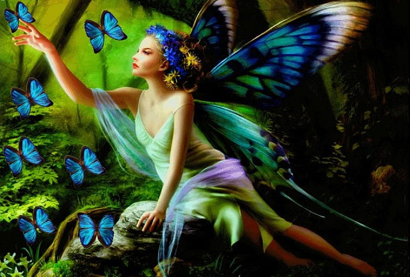 Butterfly Fairy Fantasy Girl Digital Butterflies Woman Fairy Art