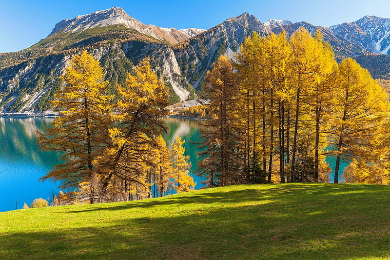 Autumn in Italy, Italy, lake, mountain, fall, autumn, view, trees, HD wallpaper
