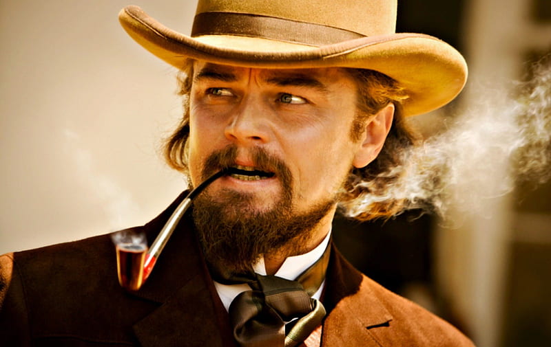 Leonardo DiCaprio as Calvin Candie, movie, Calvin Candie, man, Leonardo DiCaprio, pipe, actor, Django Unchained, hat, HD wallpaper