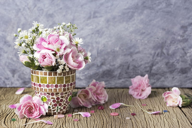 Man Made, Flower, Bouquet, Carnation, Chamomile, Petal, Pink Flower, HD wallpaper