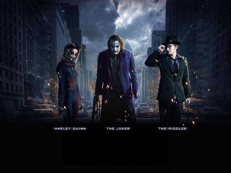 Batman, Joker, Movie, Harley Quinn, The Dark Knight, Riddler (Dc Comics), HD wallpaper