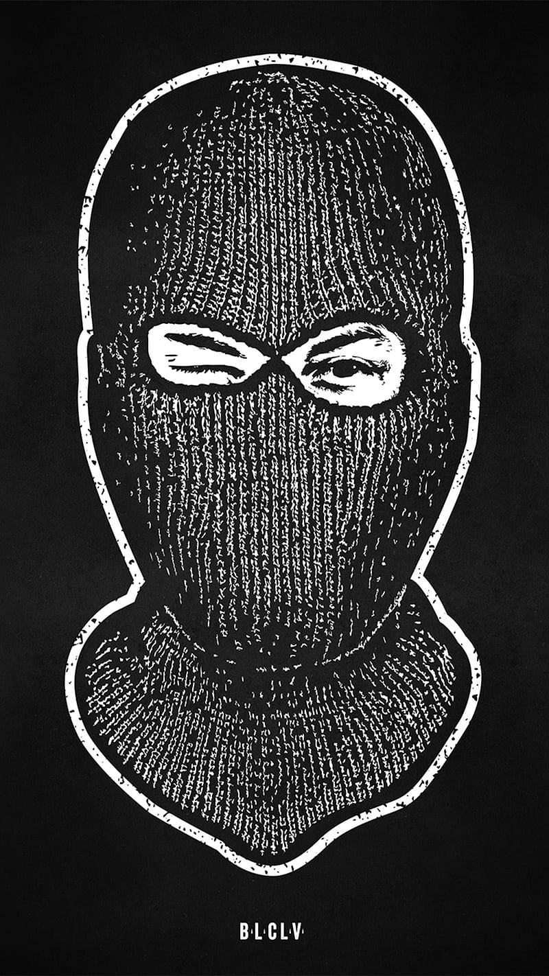 Balaclava, bandit, black, mask, white, HD phone wallpaper