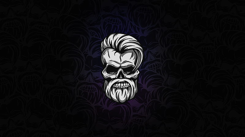 Beard Skull Dark , skull, beard, artist, artwork, digital-art, minimalism, minimalist, HD wallpaper