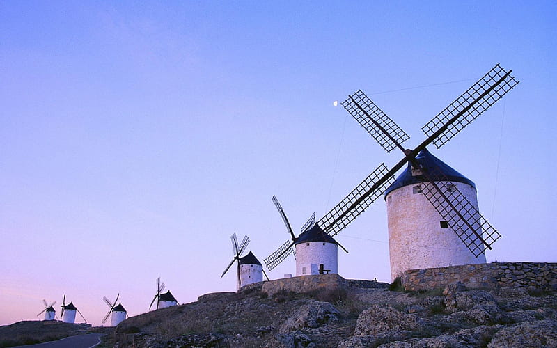 Windmills-Spain, mills, wind, spain, HD wallpaper