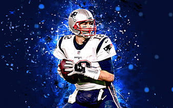 Tom Brady abstract art, quarterback, NFL, New England Patriots, Brady, american football, neon lights, HD wallpaper