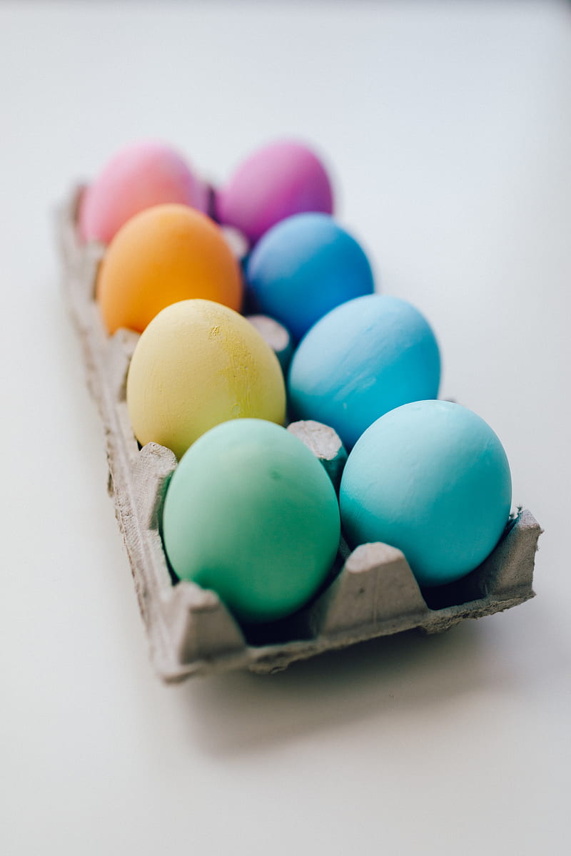 Colored Eggs On White Surface, HD phone wallpaper
