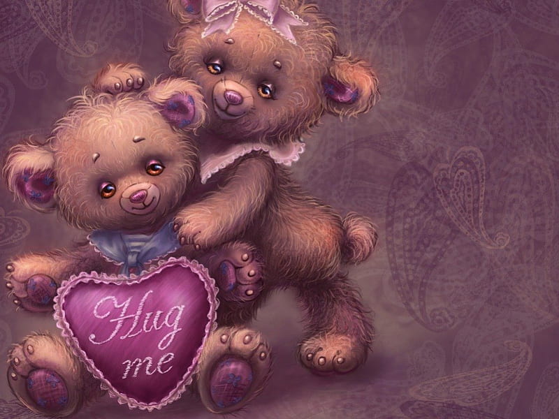 ~CUTE BEAR HUGS~, pretty, lovely, love four seasons, bear, adorable, attractions in dreams, most ed, abstract, i miss you, cute, teddy bears, fantasy, bear lovers, hugs, love, beloved valentines, HD wallpaper