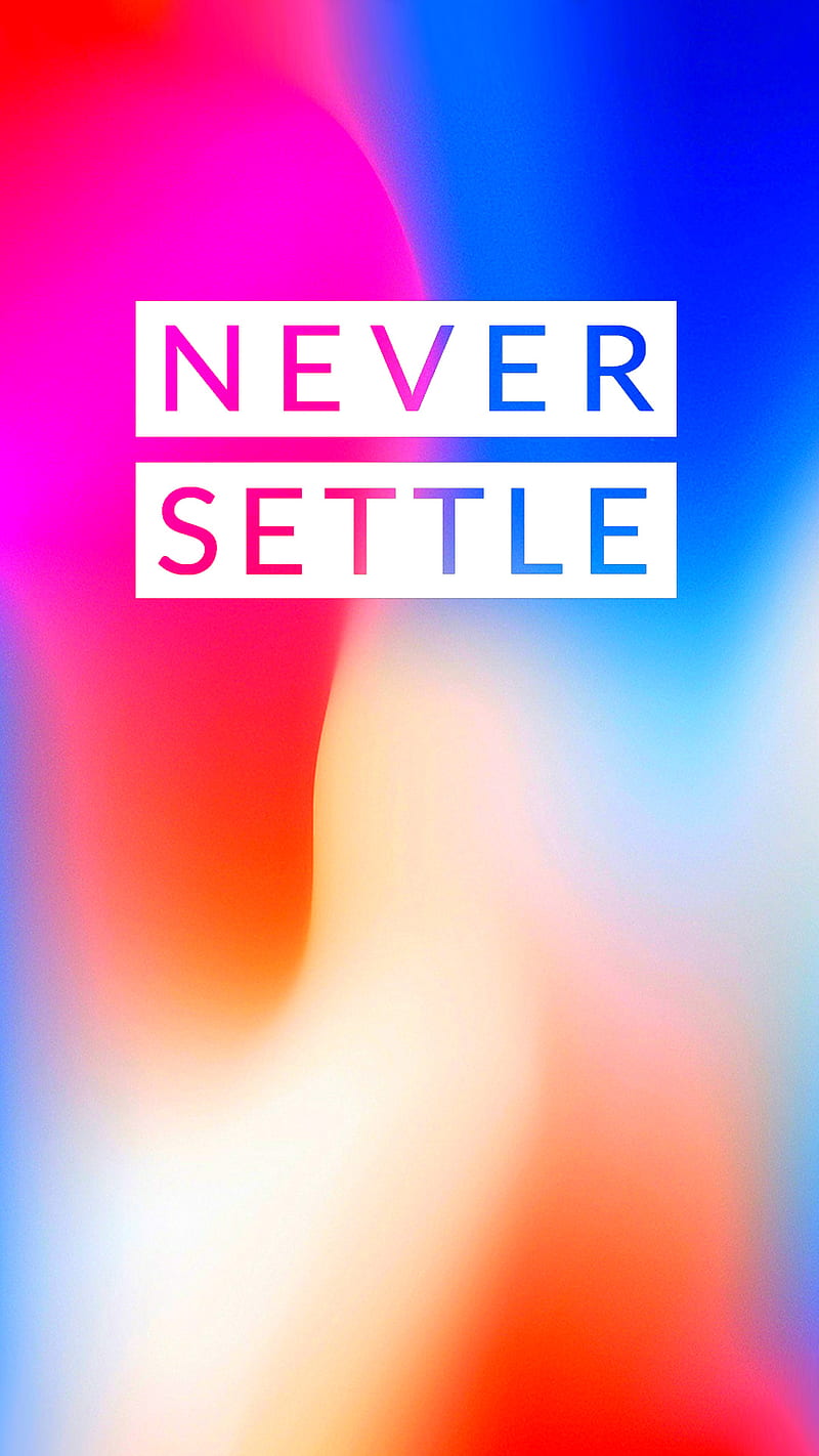 NeverSettle iPhone X, colors, colourful, gradient, iphone x, never settle, oneplus, quote, sayings, HD phone wallpaper