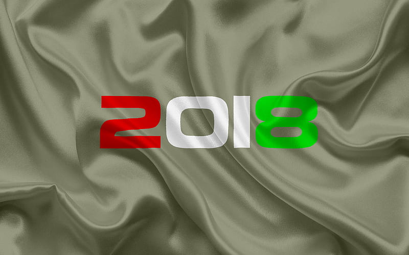 2018 Year, 2018 concepts, Italian Flag, New Year, silky texture, Italy, HD wallpaper
