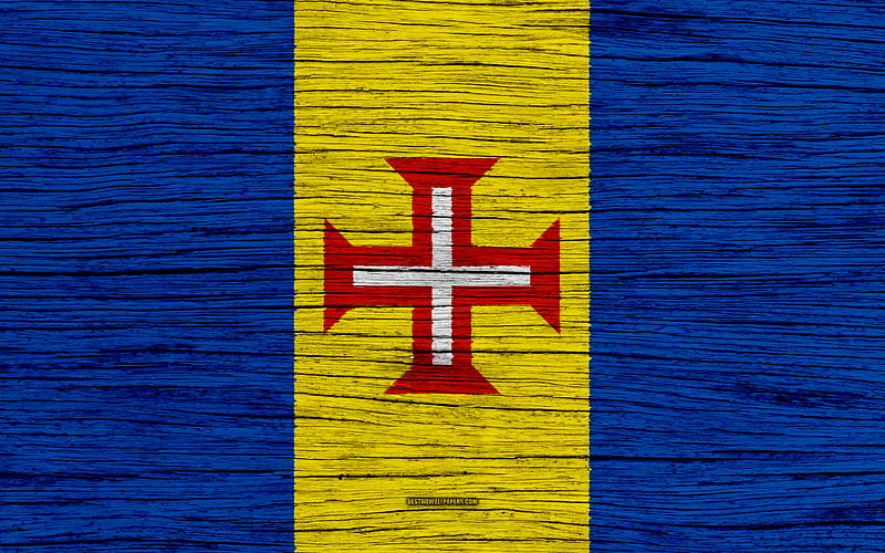 Flag of Madeira Africa, wooden texture, Portuguese archipelago, national symbols, Madeira flag, art, Madeira, HD wallpaper
