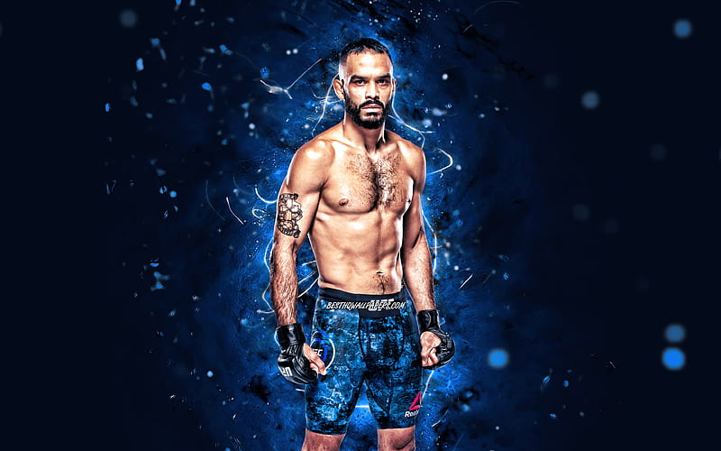 Rob Font, blue neon lights, american fighters, MMA, UFC, Mixed martial arts, Rob Font , UFC fighters, MMA fighters, HD wallpaper