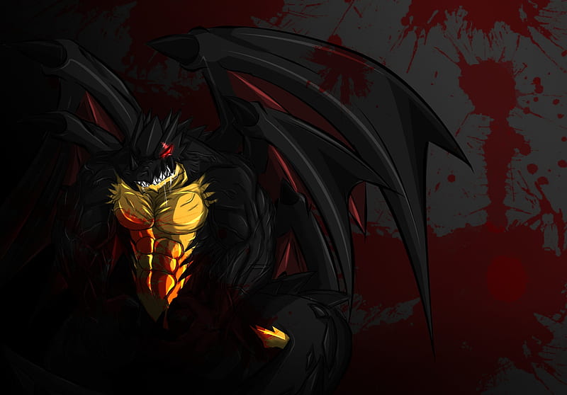 Rujiru Chaos Mode v.1, furry, dark, chaos, dragon, blood, HD wallpaper