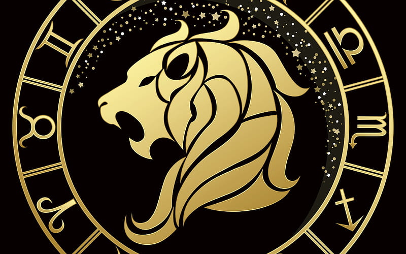 Zodiac ~ Leo, zodiac, golden, leo, lion, black, HD wallpaper | Peakpx