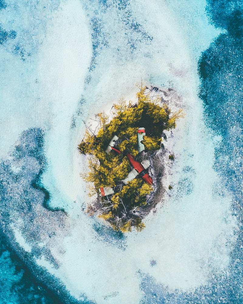 islands, plane, ocean, aerial view, HD phone wallpaper
