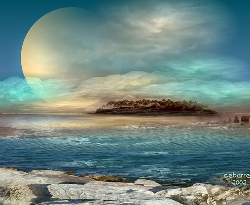 Alone F1, art, cebarre, fantasy, painting, celestial, artwork, HD wallpaper