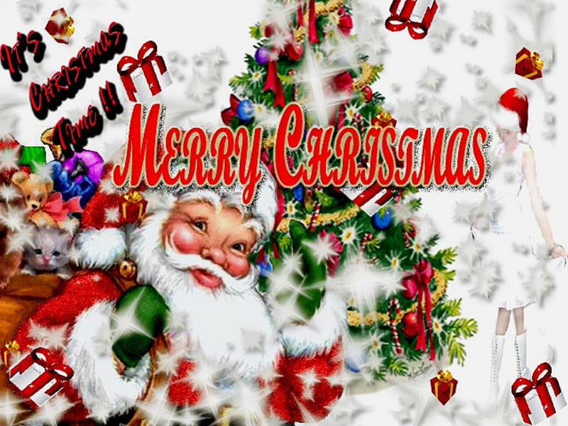 Merry Christmas !, red, christmas tree, bag, shine, santa claus, event ...