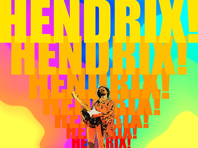 Jimi Hendrix, colors, guitar, classic rock, HD wallpaper