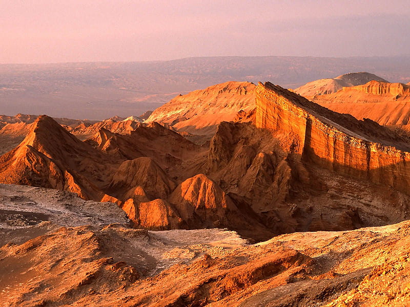 Valle de luna, rocks, brown, mountains, boulders, shadows, straits, reddish, HD wallpaper