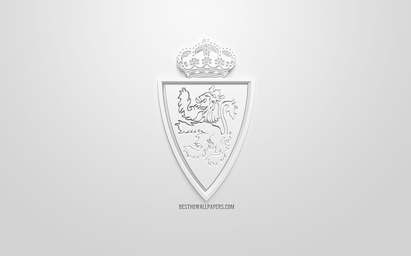 Real Zaragoza, creative 3D logo, white background, 3d emblem, Spanish football club, La Liga 2, Segunda, Saragossa, Spain, 3d art, football, 3d logo, HD wallpaper