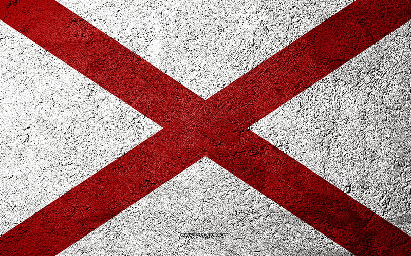 Flag of State of Alabama, concrete texture, stone background, Alabama flag, USA, Alabama State, flags on stone, Flag of Alabama, HD wallpaper