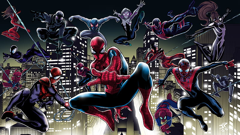 Spiderman Multiverse, spiderman-into-the-spider-verse, superheroes,  artwork, HD wallpaper | Peakpx