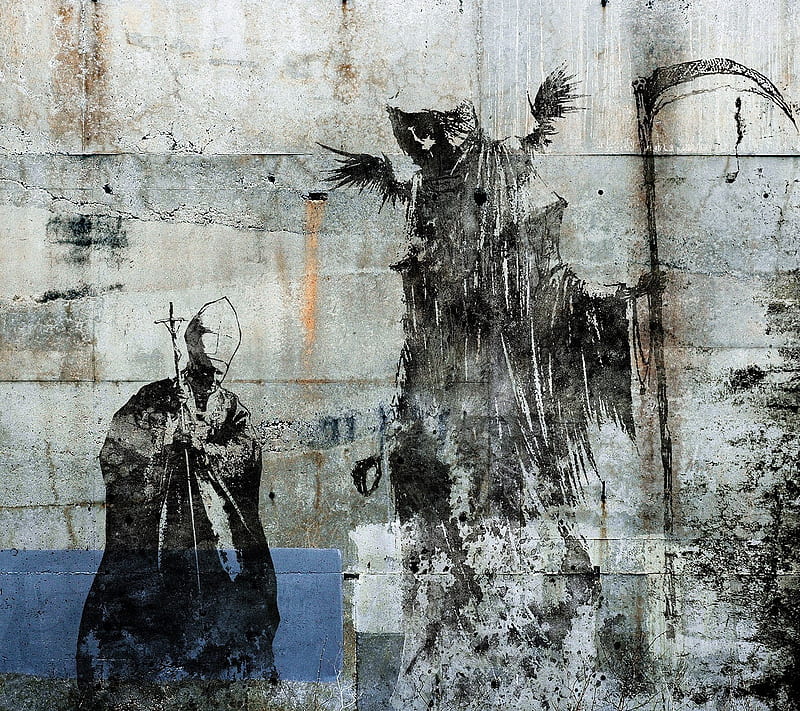 Pope And Death, death, pope, wall, HD wallpaper