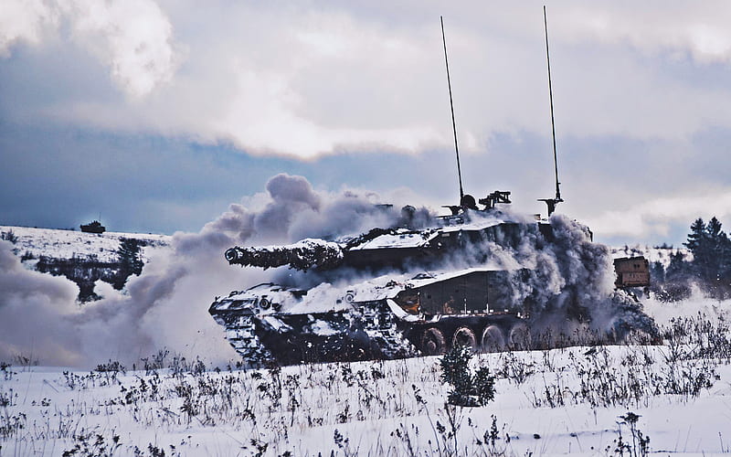 Leopard 2, winter, german MBT, tanks, snowdrifts, Bundeswehr, German army, armored vehicles, HD wallpaper