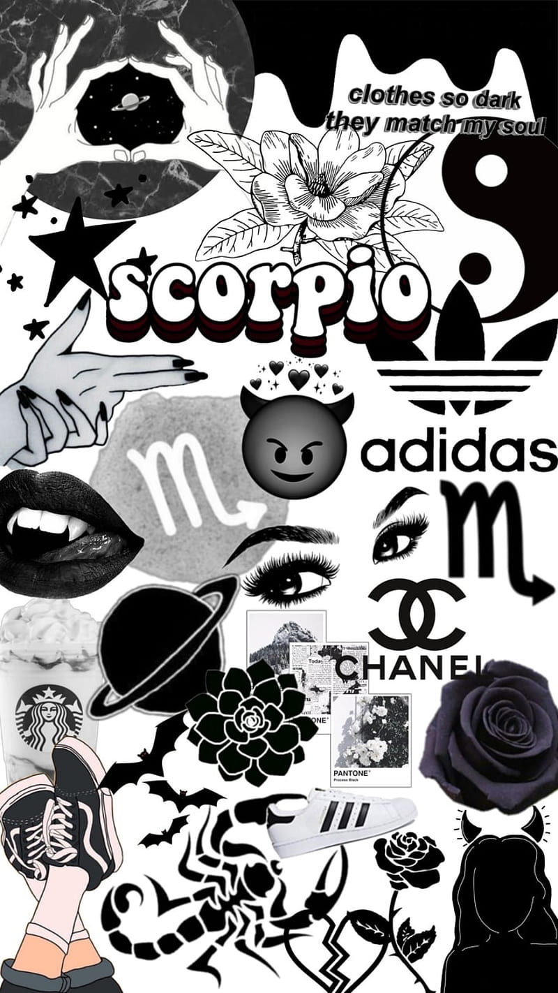 Scorpio black, aesthetic, black, scorpio, signs, tattoos, HD phone wallpaper
