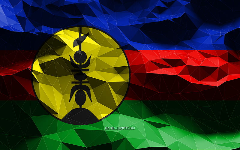 New Caledonian flag, low poly art, Oceanian countries, national symbols, Flag of New Caledonia, 3D flags, New Caledonia flag, New Caledonia, Oceania, New Caledonia 3D flag, HD wallpaper