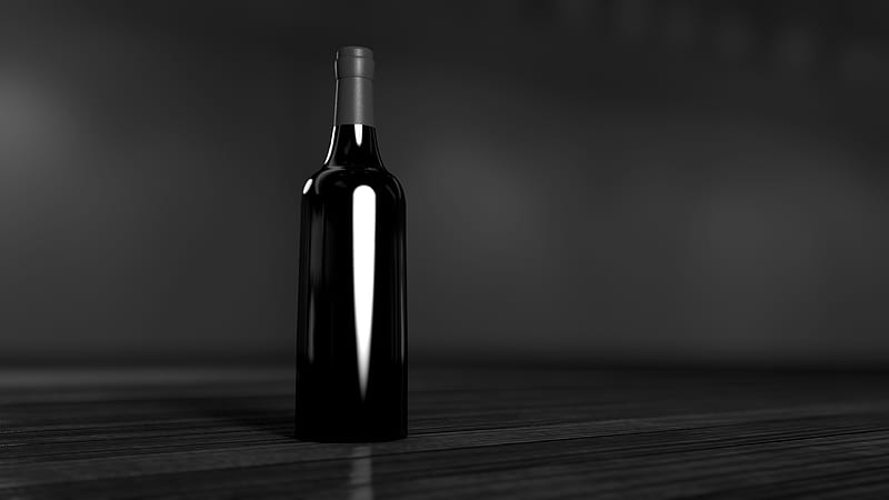 black glass bottle on brown surface, HD wallpaper