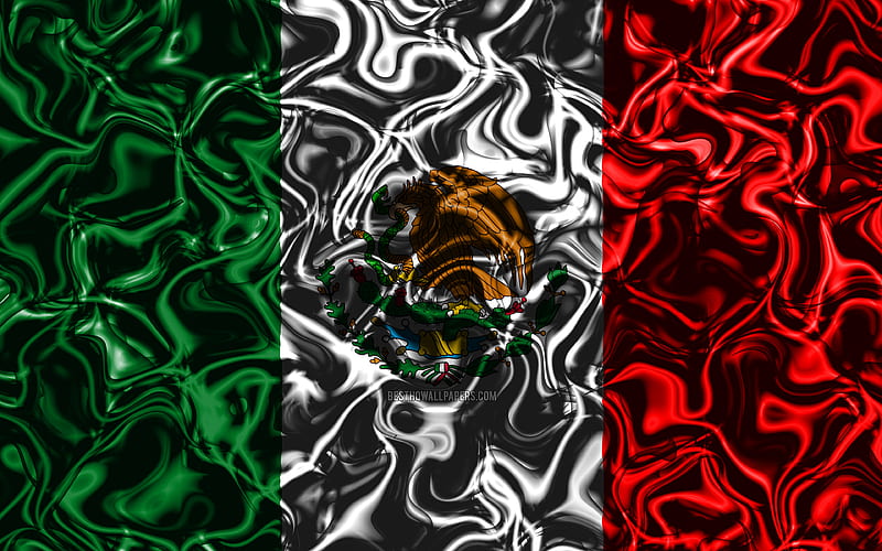 Flag of Mexico, abstract smoke, North America, national symbols, Mexican flag, 3D art, Mexico 3D flag, creative, North American countries, Mexico, HD wallpaper