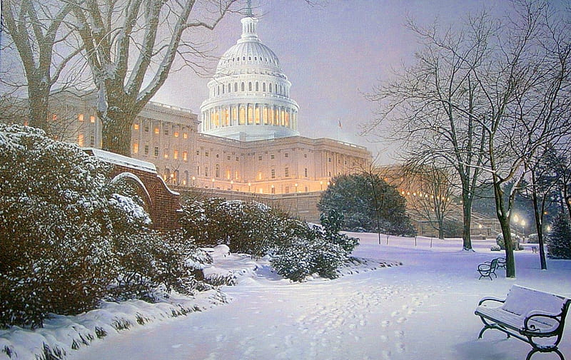 Capitolio in winter Washington DC US, washington dc, capitolio, misty day, magestic, winter, HD wallpaper