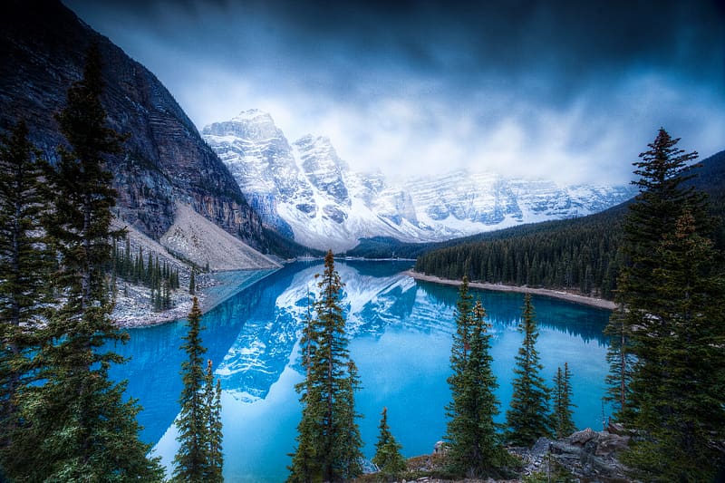 Lakes, Mountain, Lake, Reflection, Canada, , Alberta, Moraine Lake, Banff National Park, Canadian Rockies, Valley Of Ten Peaks, HD wallpaper