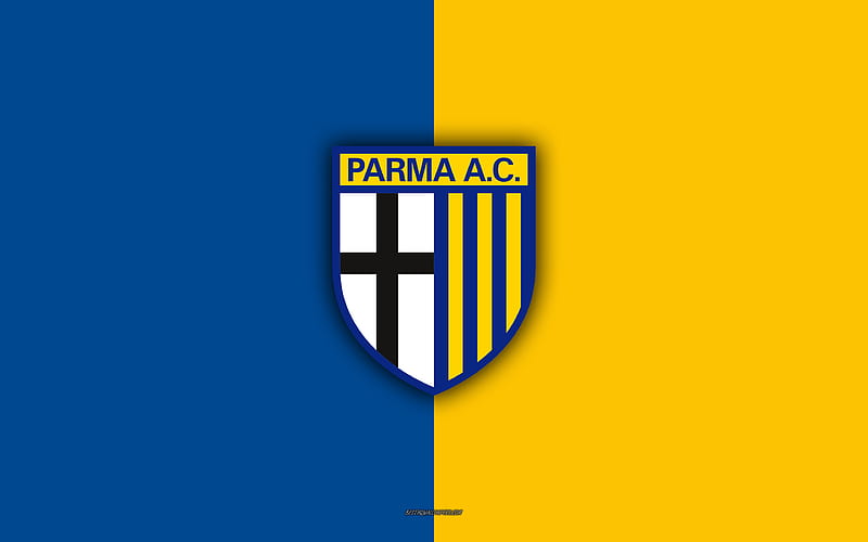 Parma Calcio 1913 logo, emblem, yellow blue background, Serie A, Italy, Italian football club, Parma FC, HD wallpaper