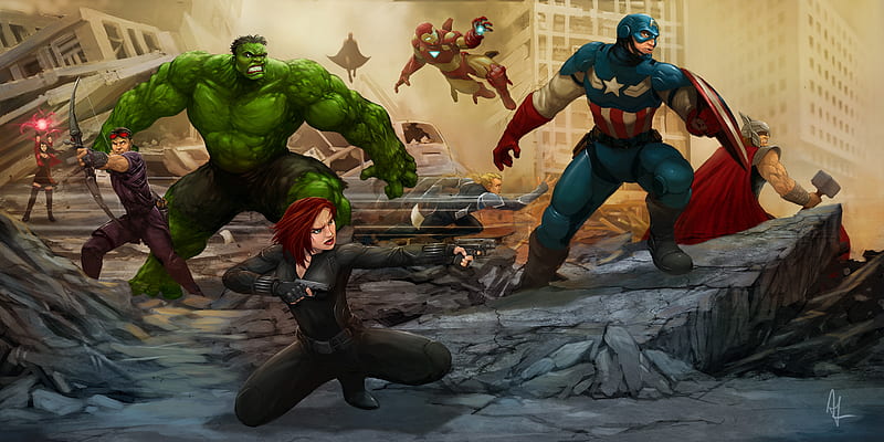 Avengers Assemble, avengers, artwork, artist, behance, digital-art, iron-man, captain-america, HD wallpaper