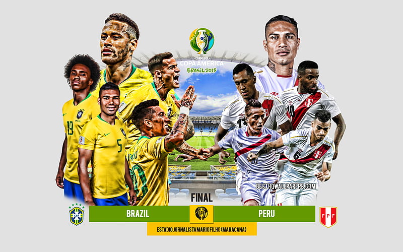 Brazil vs Peru, 2019 Copa America, Final, promo, football match, Brazil 2019, match for 1st place, Maracana, Peru, Brazil, HD wallpaper