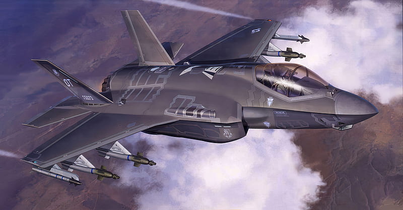 Jet Fighters, Lockheed Martin F-35 Lightning II, Aircraft, Artistic, Jet Fighter, Warplane, HD wallpaper