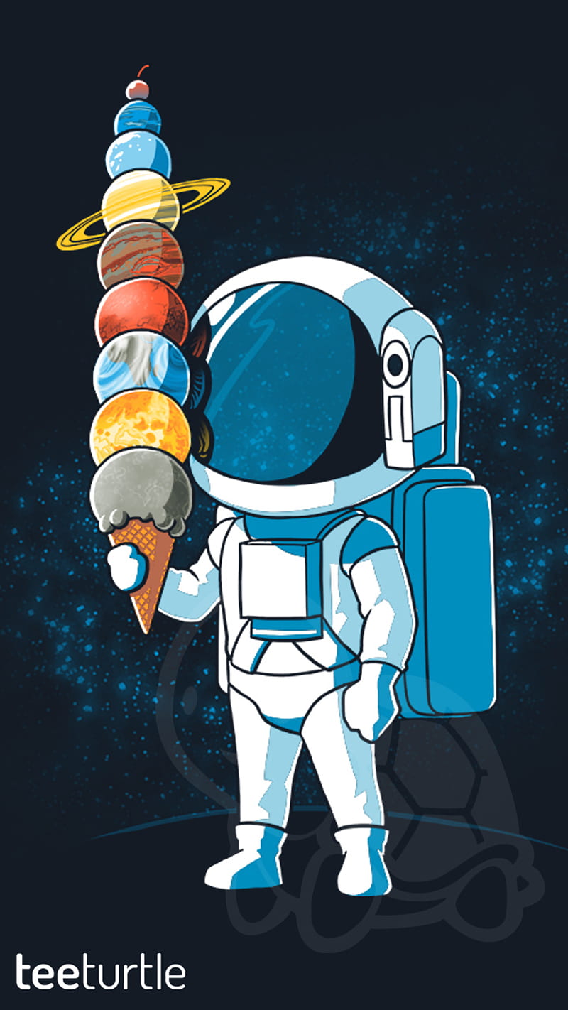 TeeTurtle Astronaut, cartoon, planets, space, HD phone wallpaper