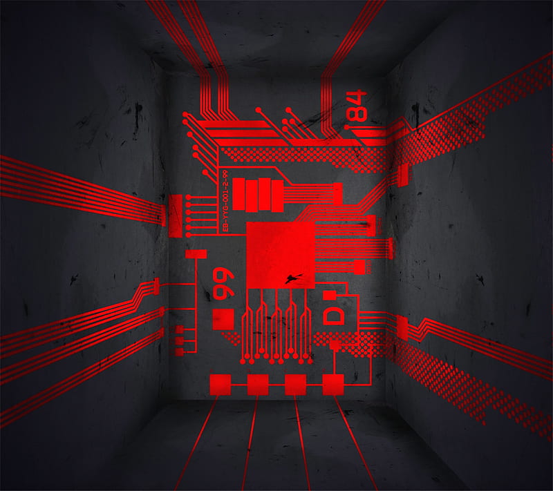 Droid Bionic, chip, micro, microprocessor, red, tech, HD wallpaper